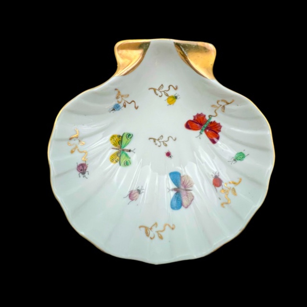 Lenwile Ardalt Shell Plate with Ladybugs and Butterflies.